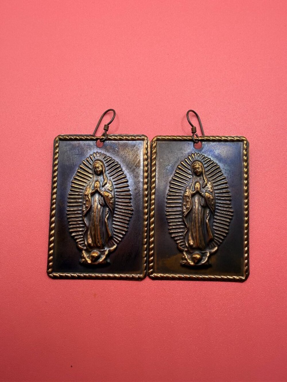 Our Lady of Guadalupe Large Copper Earrings